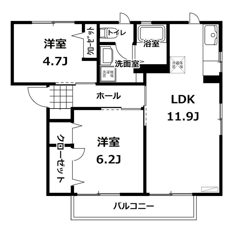 寺門ハイツ(2LDK/2階)の間取り写真