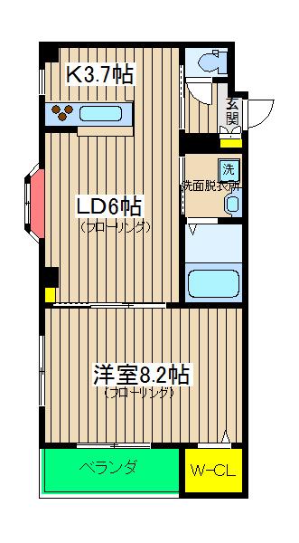 アジャート(1LDK/3階)の間取り写真