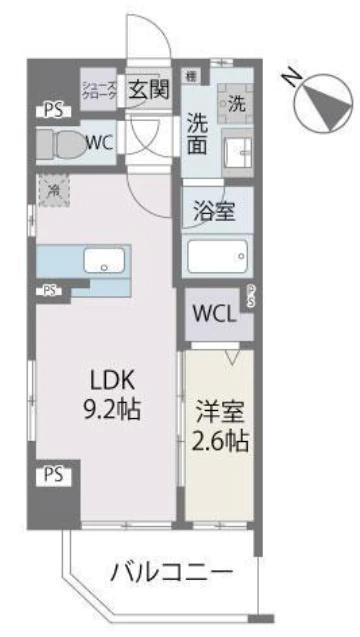 BLANCCIEL六本松(1LDK/2階)の間取り写真