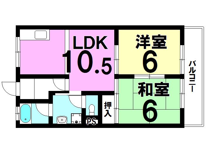 メゾンエイト(2LDK/2階)の間取り写真