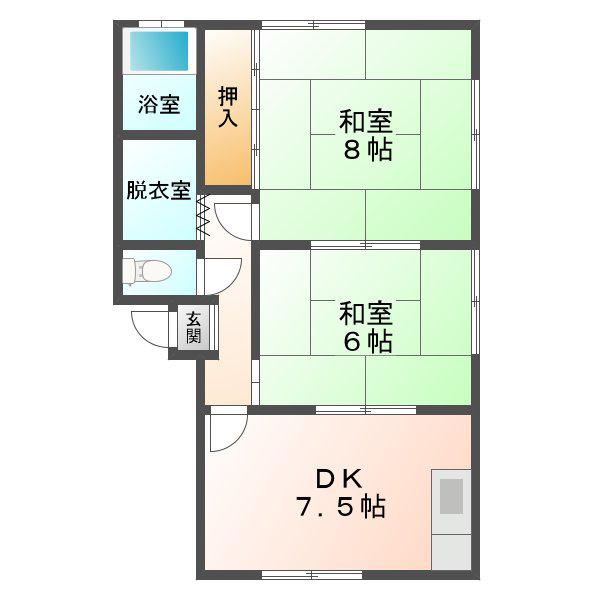 コーポ蘭(2DK/2階)の間取り写真