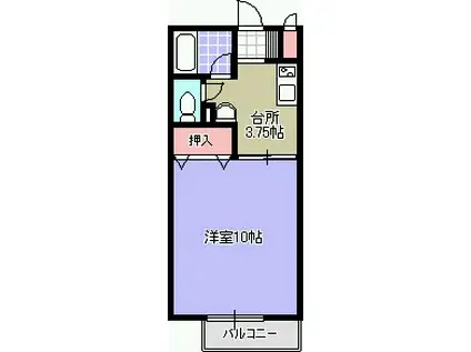 メゾンベルディ(1K/1階)の間取り写真