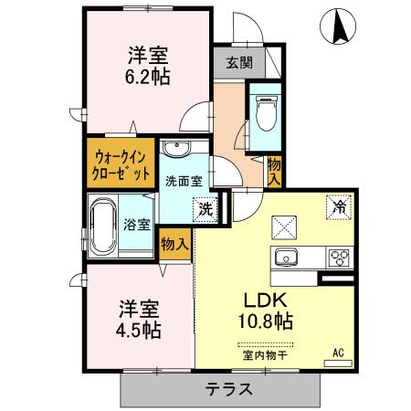 プリマベーラ八尾 A棟(2LDK/1階)の間取り写真