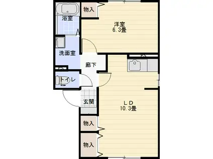 コートヴィレッジ将軍野(1LDK/2階)の間取り写真