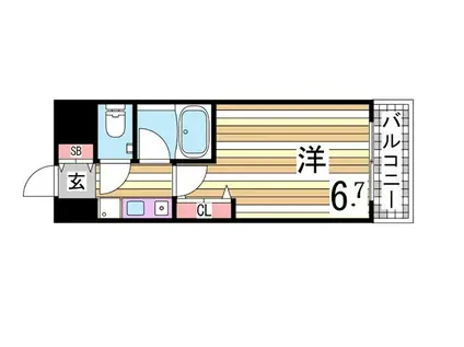エスリード三宮フラワーロード(1K/7階)の間取り写真