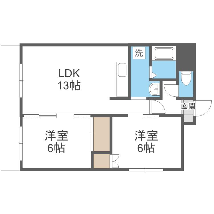 アクティブプラザ厚別西(2LDK/4階)の間取り写真