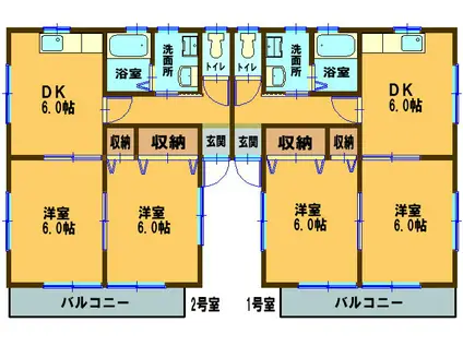 加治佐アパート(2DK/1階)の間取り写真