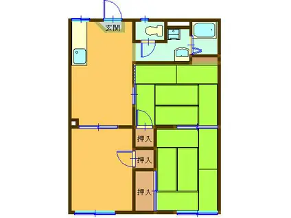 イーストハイツ(3DK/2階)の間取り写真