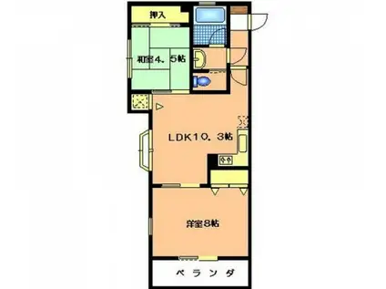 広島高速交通アストラムライン 古市駅(広島) 徒歩9分 3階建 築24年(2LDK/3階)の間取り写真