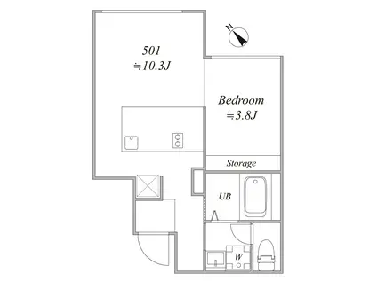 TRIAS495(1LDK/5階)の間取り写真