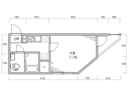 エクセルシオール麻布十番(1K/4階)の間取り写真