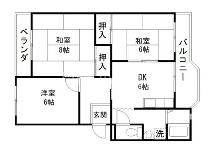 第三眉山マンション(3DK/4階)の間取り写真
