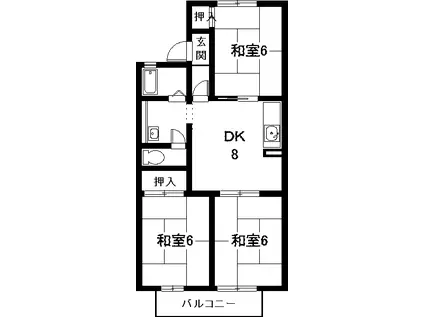 メゾン プレフェーレ(3DK/1階)の間取り写真