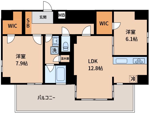サンレムート新大阪イースト(2LDK/1階)の間取り写真