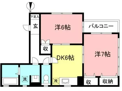 クレイン高井戸(2DK/3階)の間取り写真