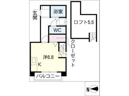 WILL稲永(ワンルーム/1階)の間取り写真