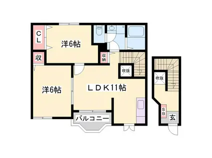 ブルーマウンテンIII(2LDK/2階)の間取り写真