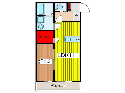 キャメル岩槻加倉(1LDK/1階)の間取り写真