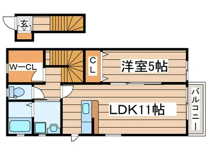 ＪＲ東北本線 塩釜駅 徒歩6分 2階建 築9年(1LDK/2階)の間取り写真