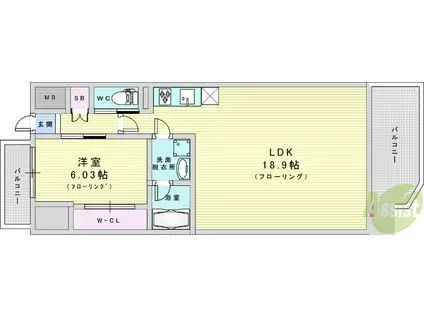 プレジオ新大阪EURO(1LDK/4階)の間取り写真