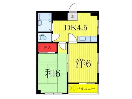 都営三田線 志村三丁目駅 徒歩9分 3階建 築39年(2K/2階)の間取り写真