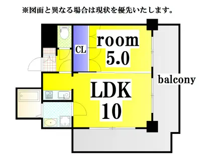 ロイヤルセンタービル(1LDK/7階)の間取り写真