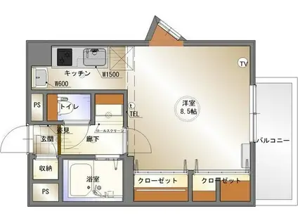 COMODO MOTOYAMA(1K/1階)の間取り写真