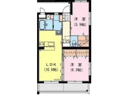 太田4丁目Fマンション(2LDK/5階)の間取り写真