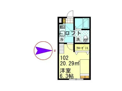 CASAMOMA多摩美(1K/1階)の間取り写真