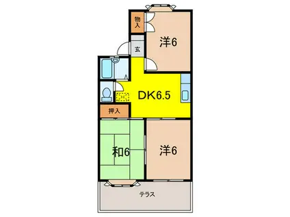 レジデンス仁川II(3DK/1階)の間取り写真