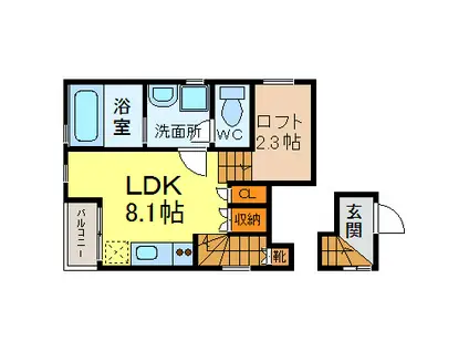 FERIO中村(1LDK/3階)の間取り写真