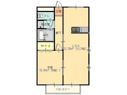 ハイツサンライフII(1LDK/2階)の間取り写真