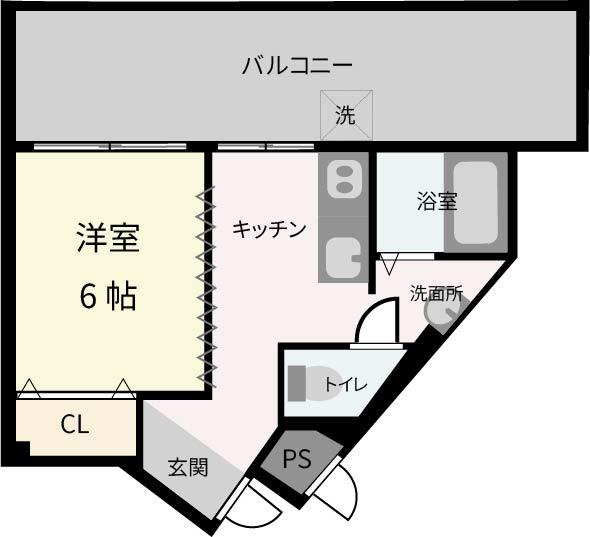 サンライフ福島(1K/5階)の間取り写真