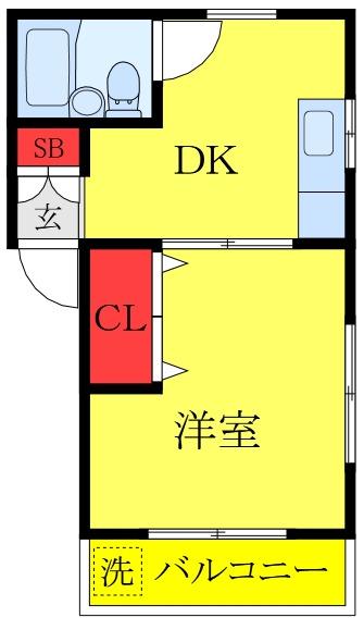 白川ハイツ(1DK/2階)の間取り写真