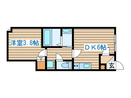 パール・ワンA(1DK/1階)の間取り写真