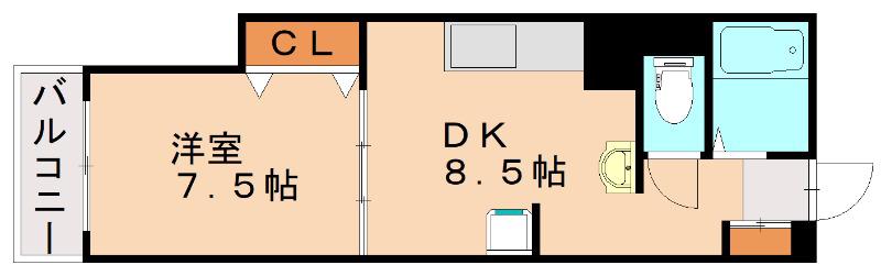 ハイツ新香舎(1DK/4階)の間取り写真