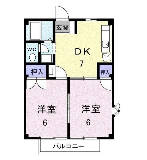 ベルメゾンBB3(2DK/1階)の間取り写真