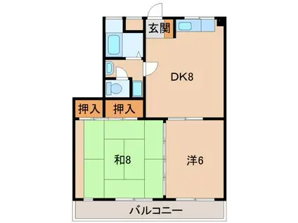 ローズハイツ松島(2DK/3階)の間取り写真