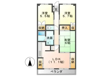 グレース蔵前(3LDK/1階)の間取り写真