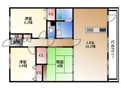 ファヴォール白壁(3LDK/4階)の間取り写真