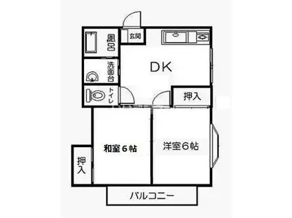 ハイツ住吉II(2DK/2階)の間取り写真
