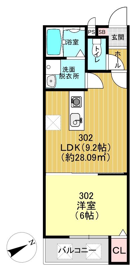 プラムコート椥辻 アパート(1LDK/3階)の間取り写真