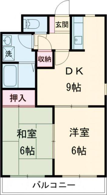 ピースハイツ(2DK/4階)の間取り写真