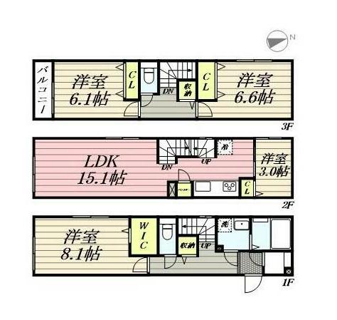 URBAN PARK三鷹(4LDK/1階)の間取り写真