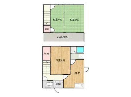 野上アパート(3K/1階)の間取り写真