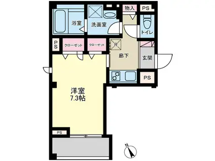 サジェス渋谷(1K/2階)の間取り写真