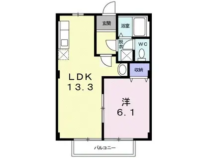 コーポさざんかII(1LDK/1階)の間取り写真