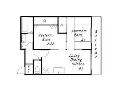 メゾンドソレイユ物部(2LDK/2階)の間取り写真