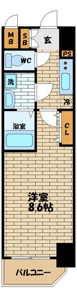 エスリード福島第5(1K/7階)の間取り写真