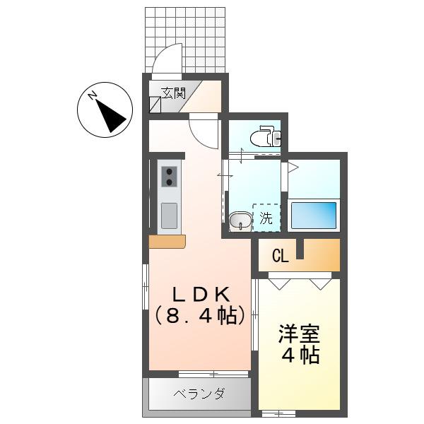オカズィヨン24(1LDK/1階)の間取り写真